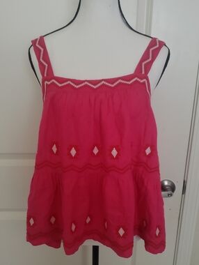 Loft Embroidered Pink Tank Top